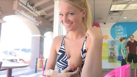 Sexy blonde on the public