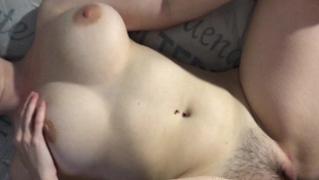 Fucking a Busty young girl with a hairy pussy till I cum over it