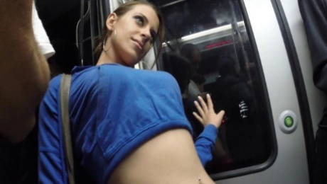 Slut from the subway train gangbanged by a group of guys