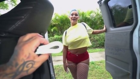 Big bottomed and big tittied chick Kaden Kole is picked and fucked in the car