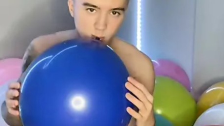 Balloon Fetish Jerk Off Session (Sucking, Humping, Cumming & Popping Balloons)