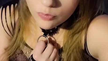 Cute kawaii goth vosplay kitty bbw with anal plug tail plays with fat pussy