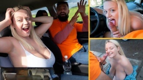 Fake Driving School - Big natural tits blonde hardcore sex and facial after near miss with Fake Taxi