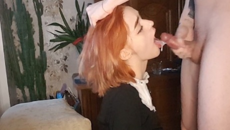 Risky fuck while parents at home (CUM IN MOUTH)